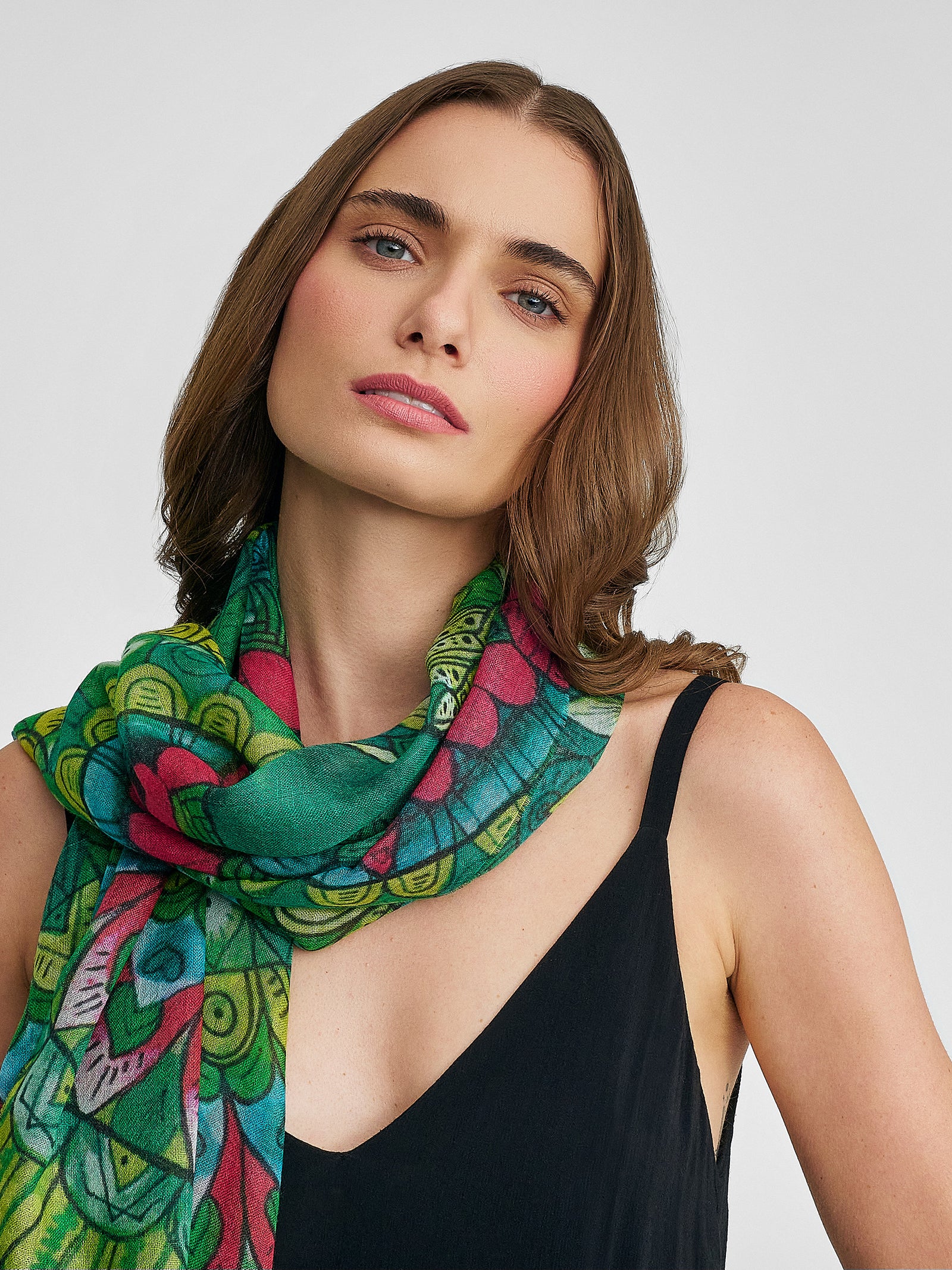I Want to Talk About Baby Alpaca &amp; Silk Stole Multicolor