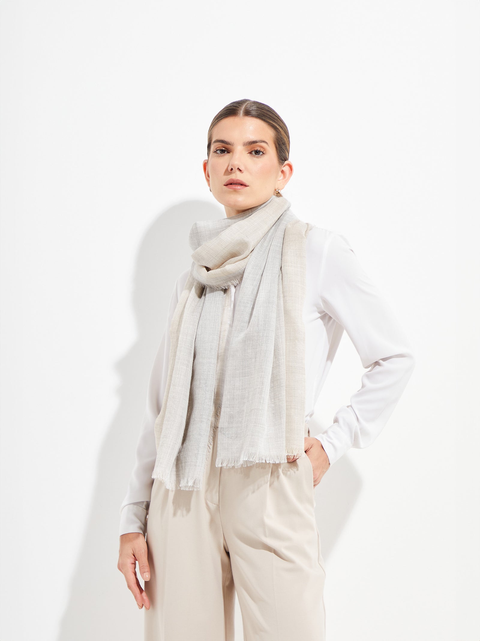 Balthazar Stole In Royal Alpaca &amp; Gray Silk