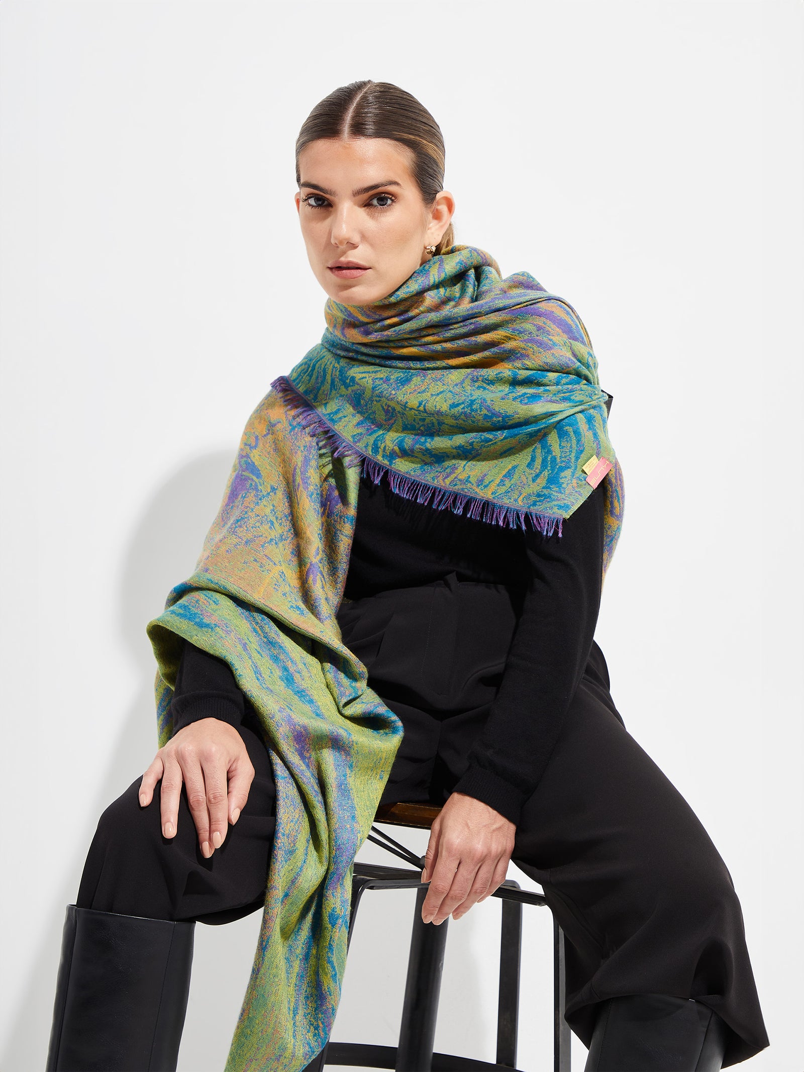 Rainbow Eucalyptus Stole by Royal Alpaca &amp; Multicolor Silk