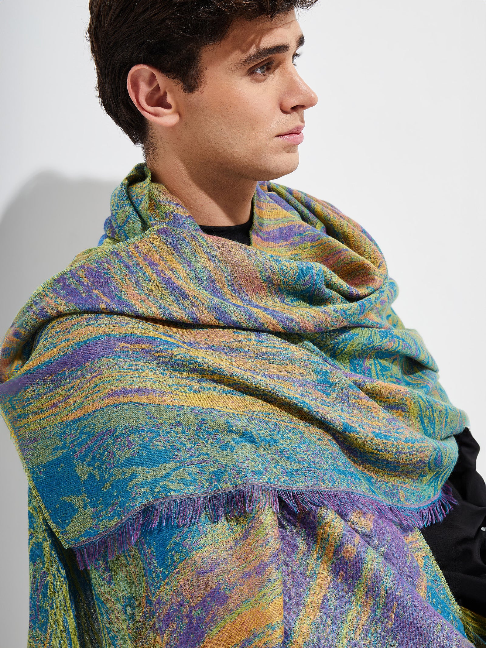 Rainbow Eucalyptus Stole by Royal Alpaca &amp; Multicolor Silk