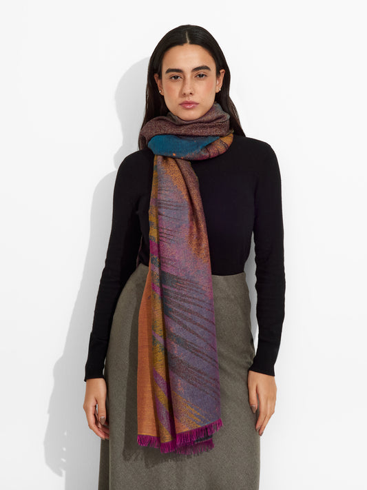 Estola Aurora Boreal De Royal Alpaca Y Seda Color Multicolor