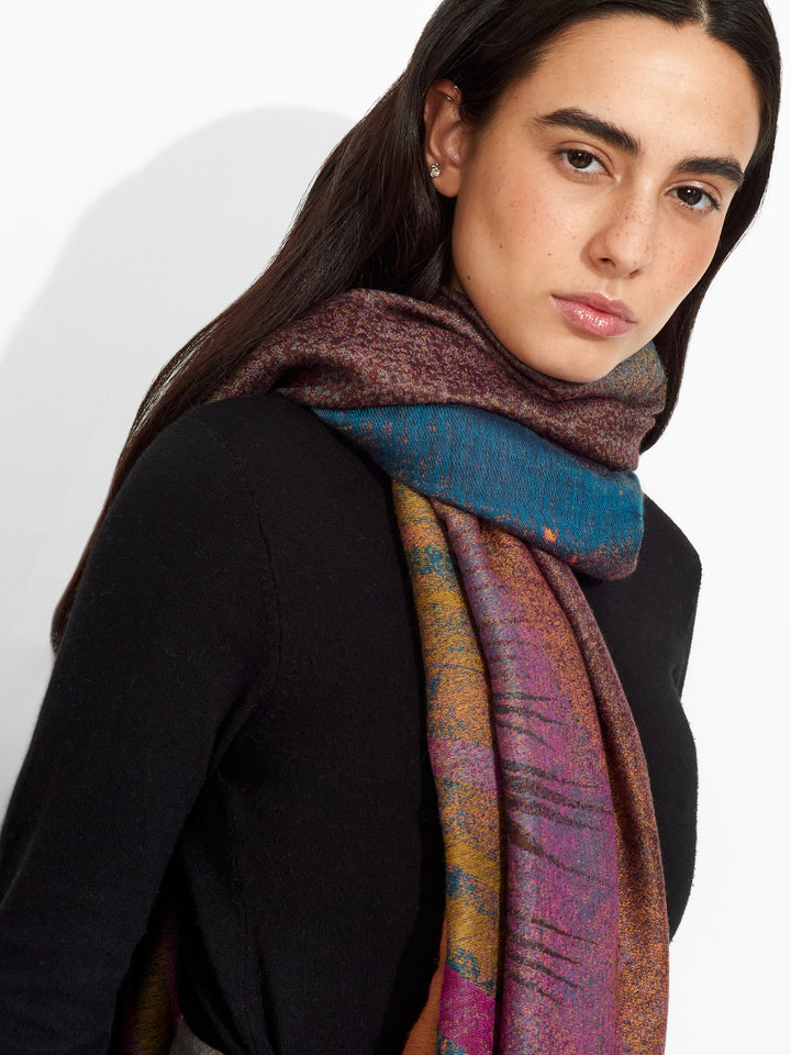 Estola Aurora Boreal De Royal Alpaca Y Seda Color Multicolor