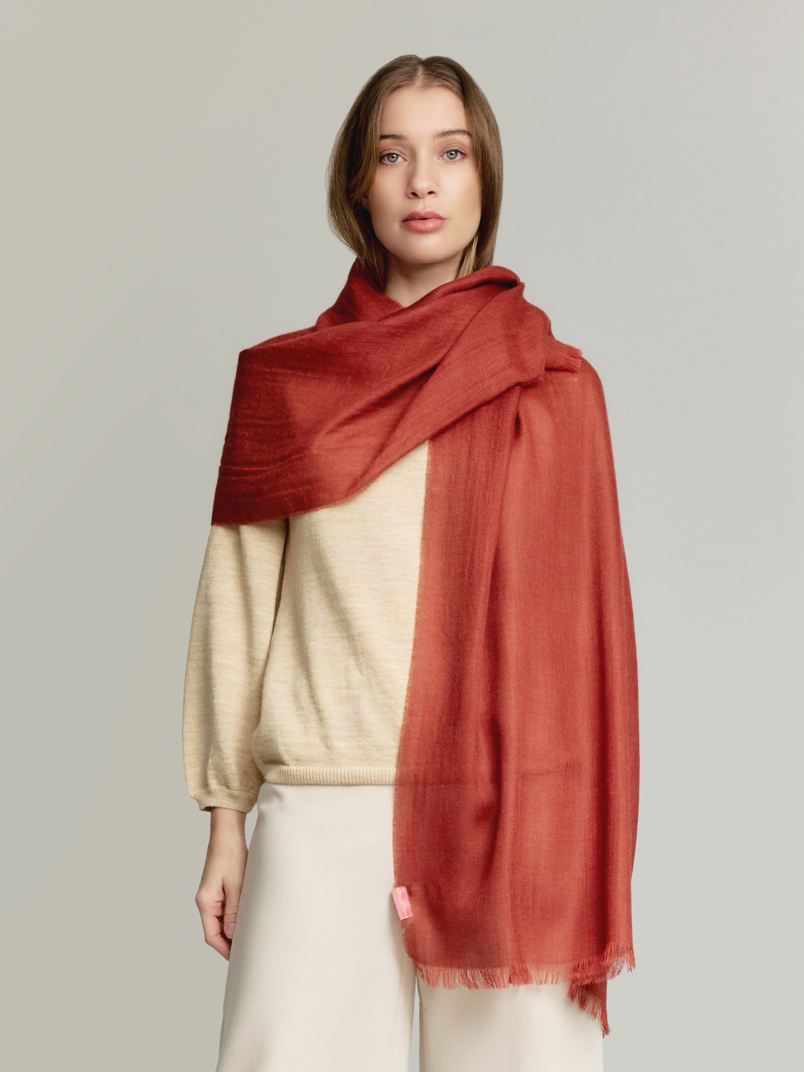 Orange Baby Alpaca Amaretto Stole