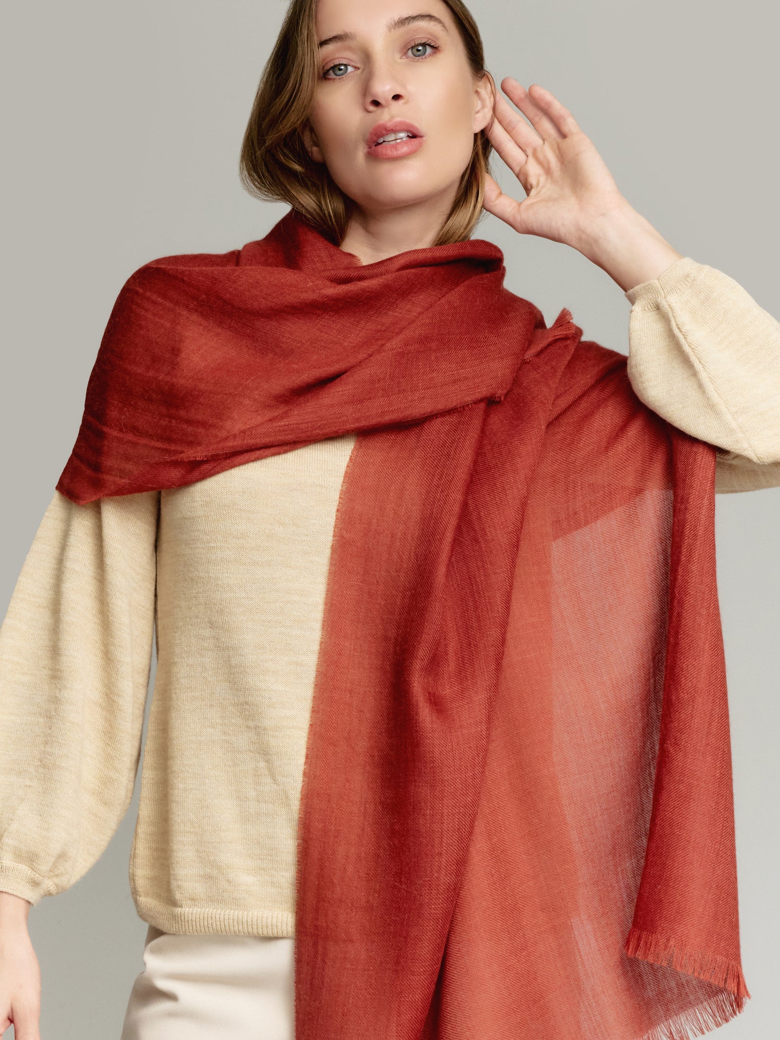 Orange Baby Alpaca Amaretto Stole