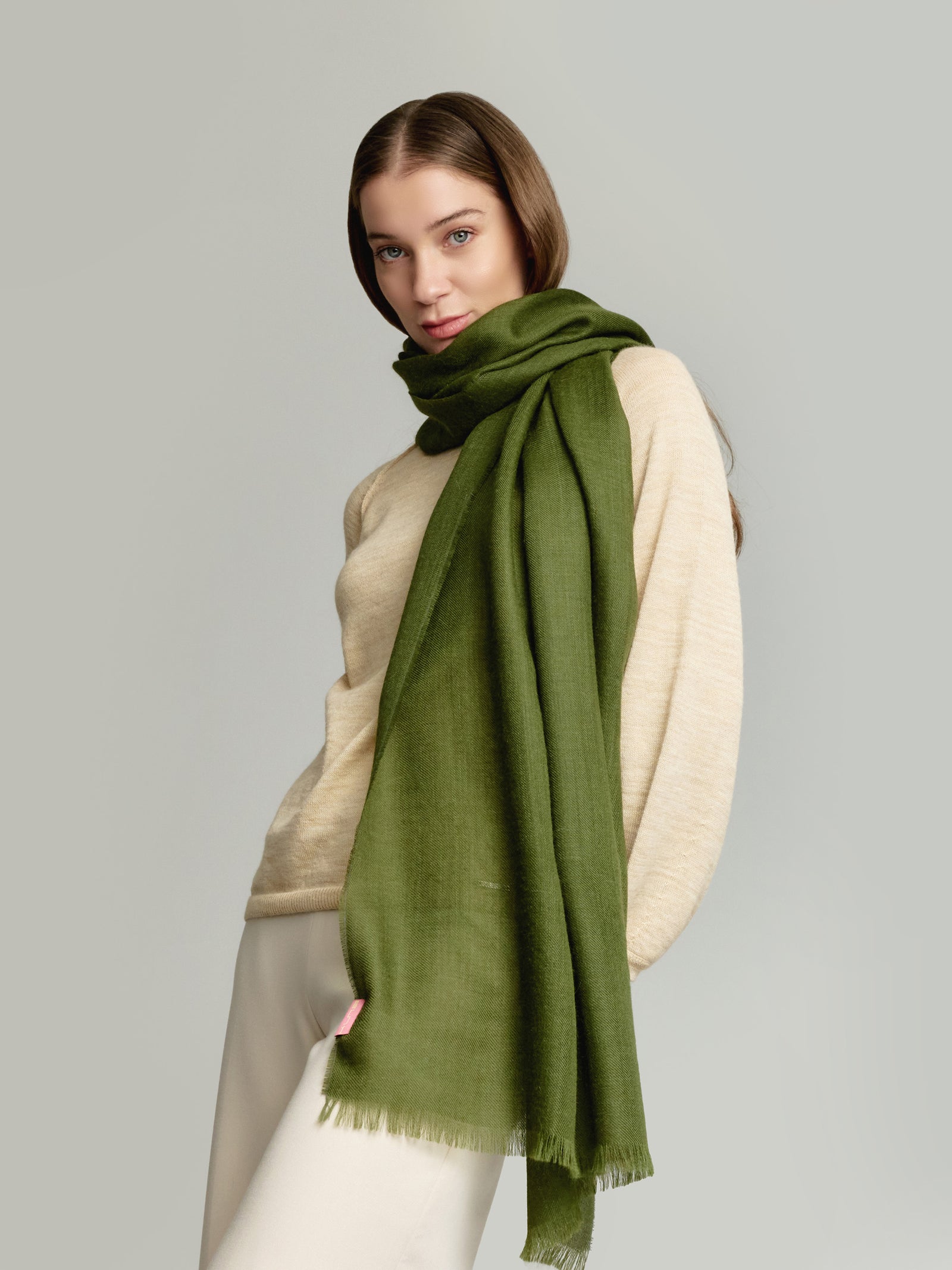 Green Baby Alpaca Amaretto Stole