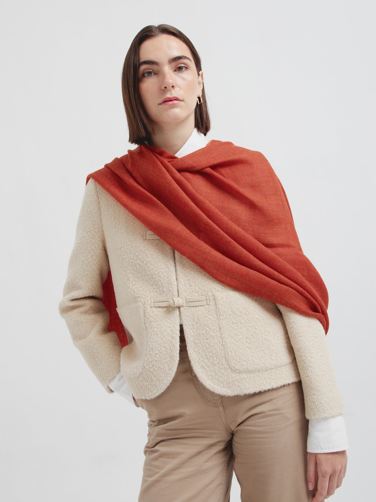 Estola Amareto De Baby Alpaca Color Naranja