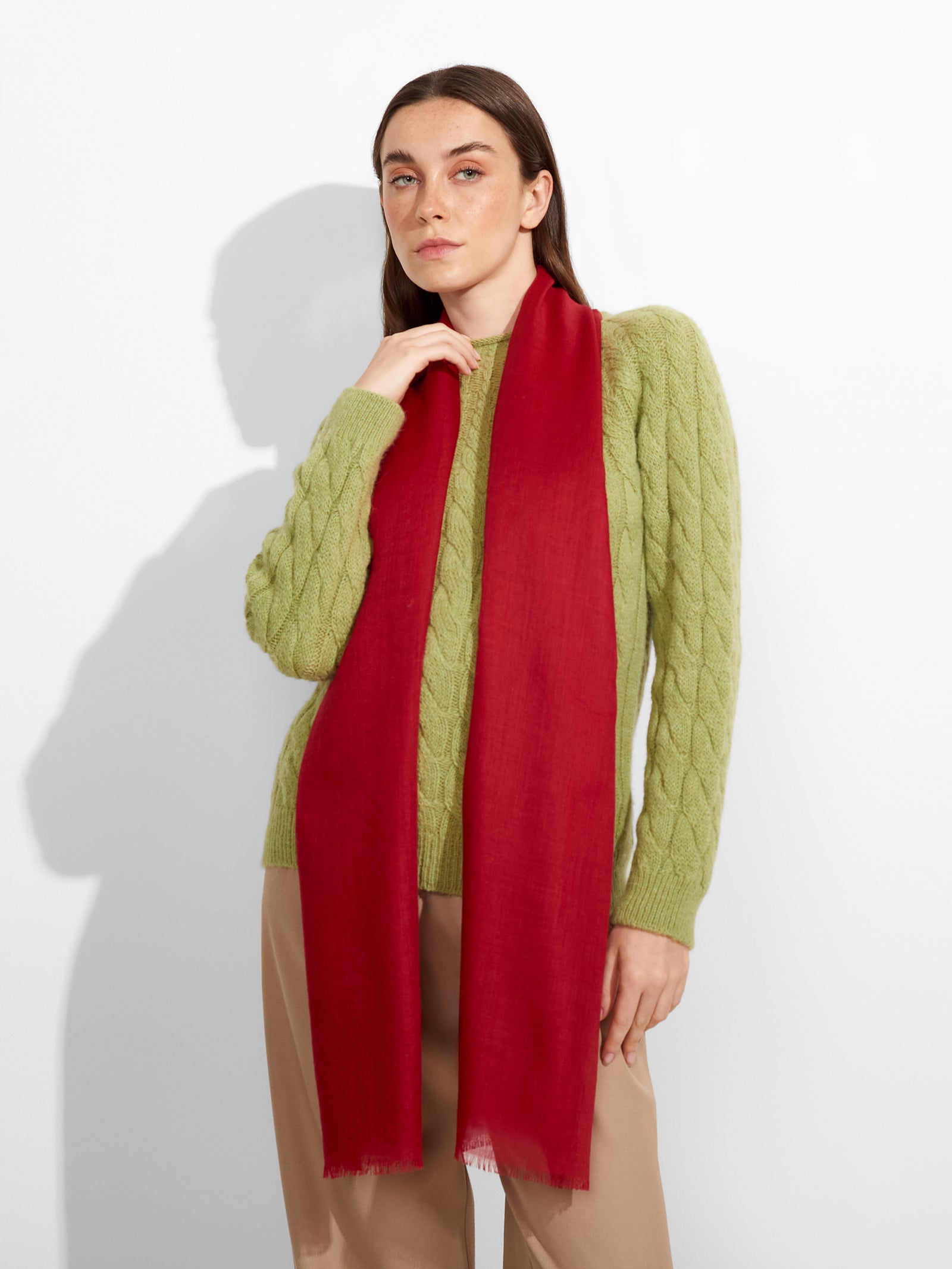 Estola Alondra De Baby Alpaca Color Rojo