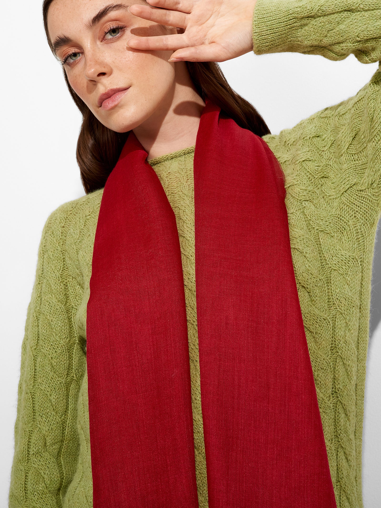 Estola Alondra De Baby Alpaca Color Rojo