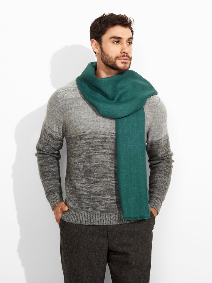 Estola Alondra De Baby Alpaca Color Verde Oscuro