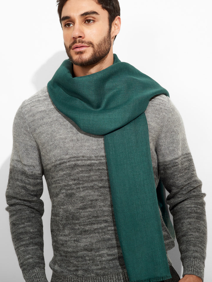 Estola Alondra De Baby Alpaca Color Verde Oscuro