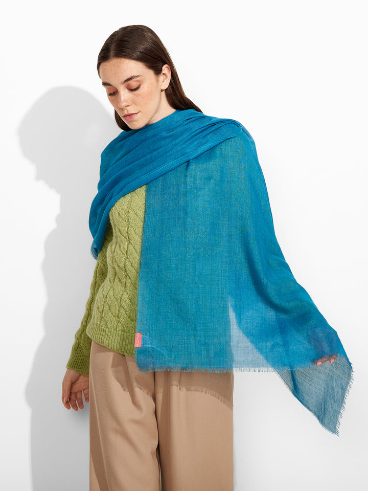 Estola Alondra De Baby Alpaca Color Turquesa