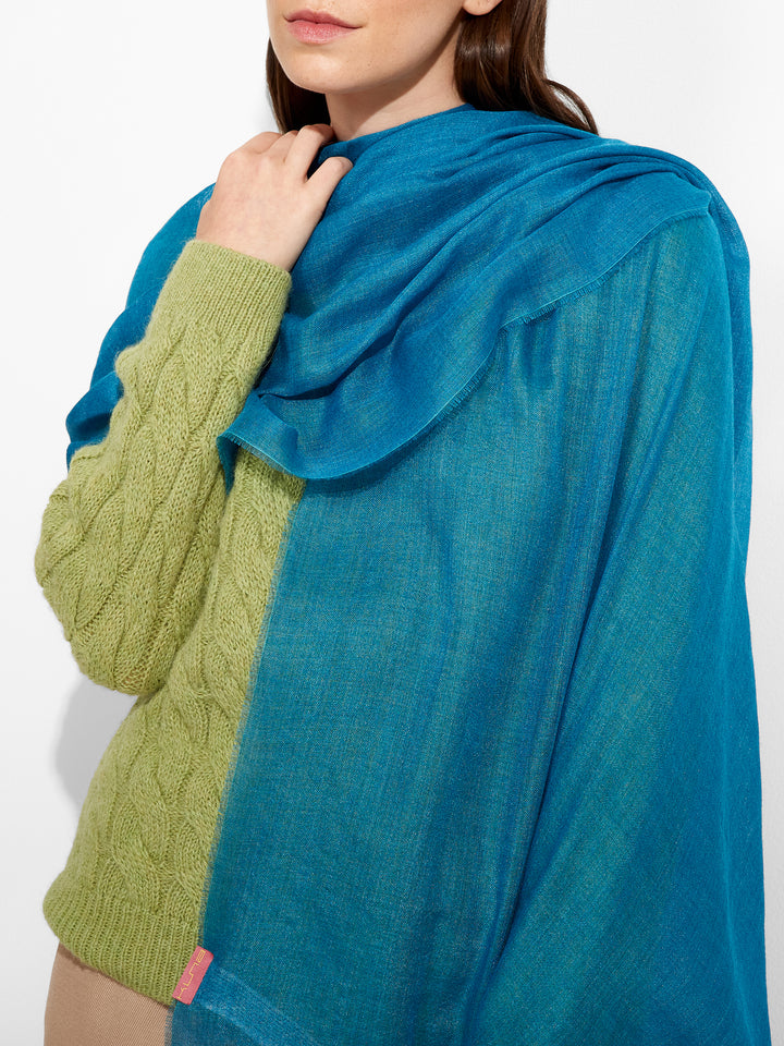 Estola Alondra De Baby Alpaca Color Turquesa