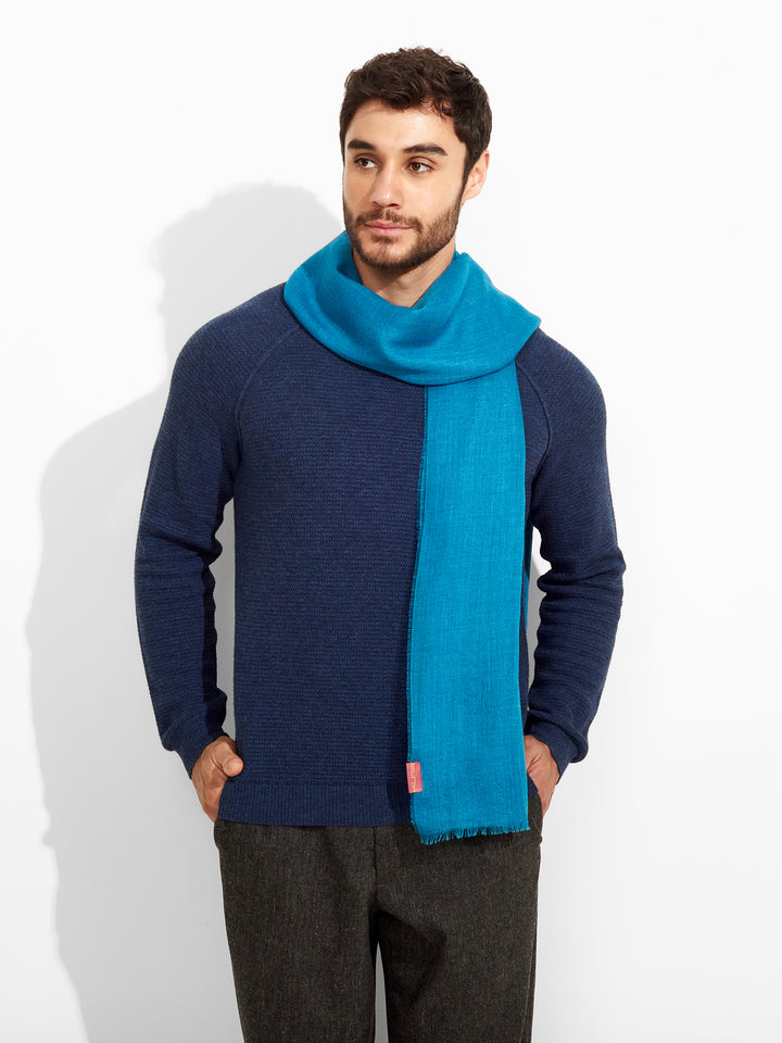 Estola Alondra De Baby Alpaca Color Turquesa