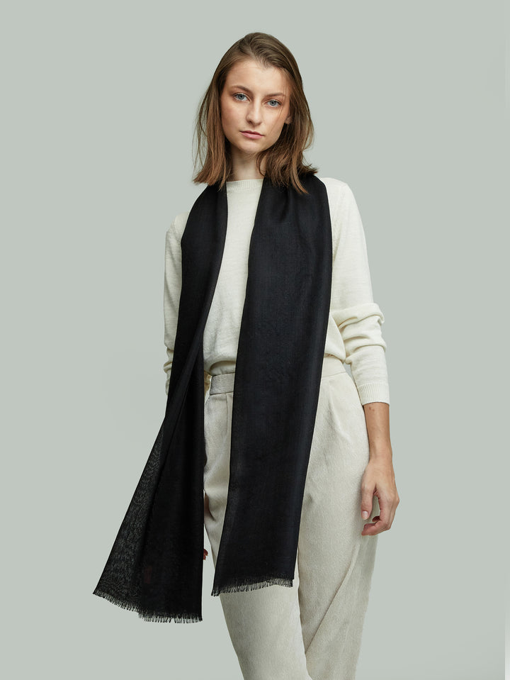 Estola Alondra De Baby Alpaca Color Negro