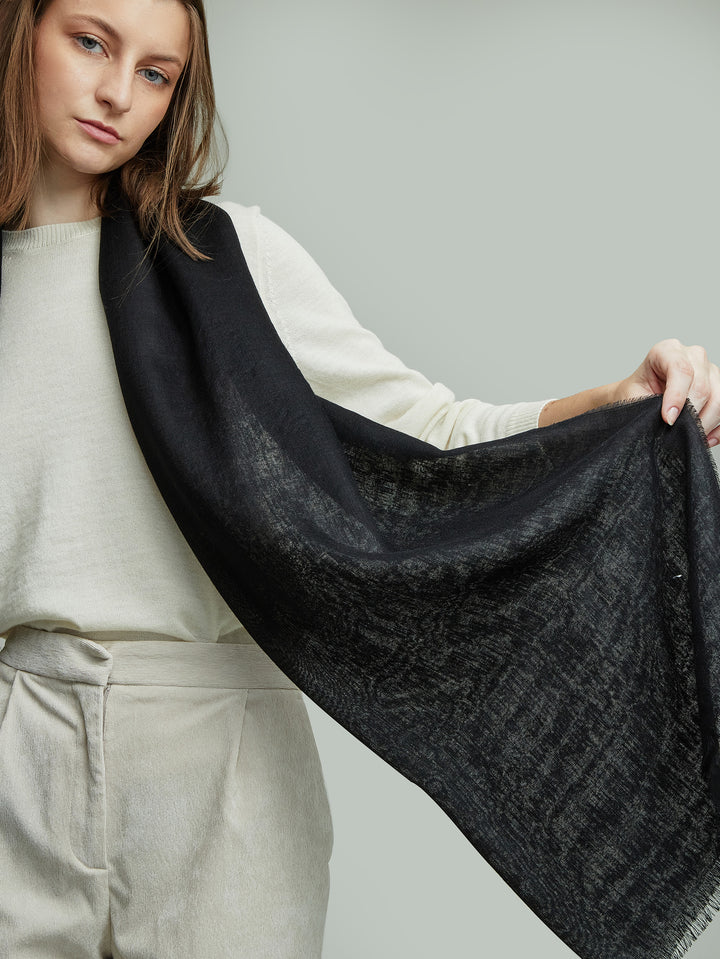 Estola Alondra De Baby Alpaca Color Negro