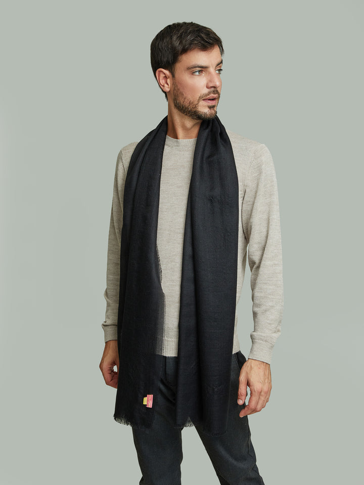 Estola Alondra De Baby Alpaca Color Negro