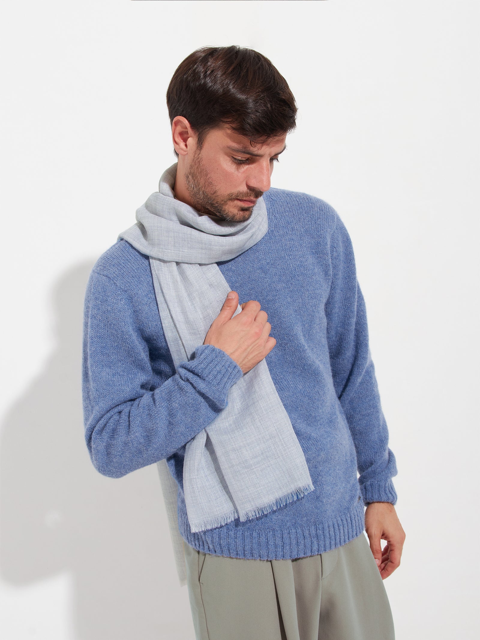 Estola Alondra De Baby Alpaca Color Azul Cielo