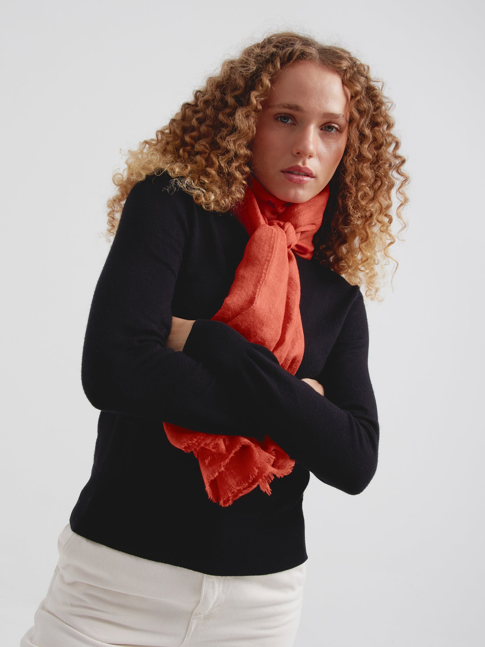 Estola Alondra De Baby Alpaca Color Naranja