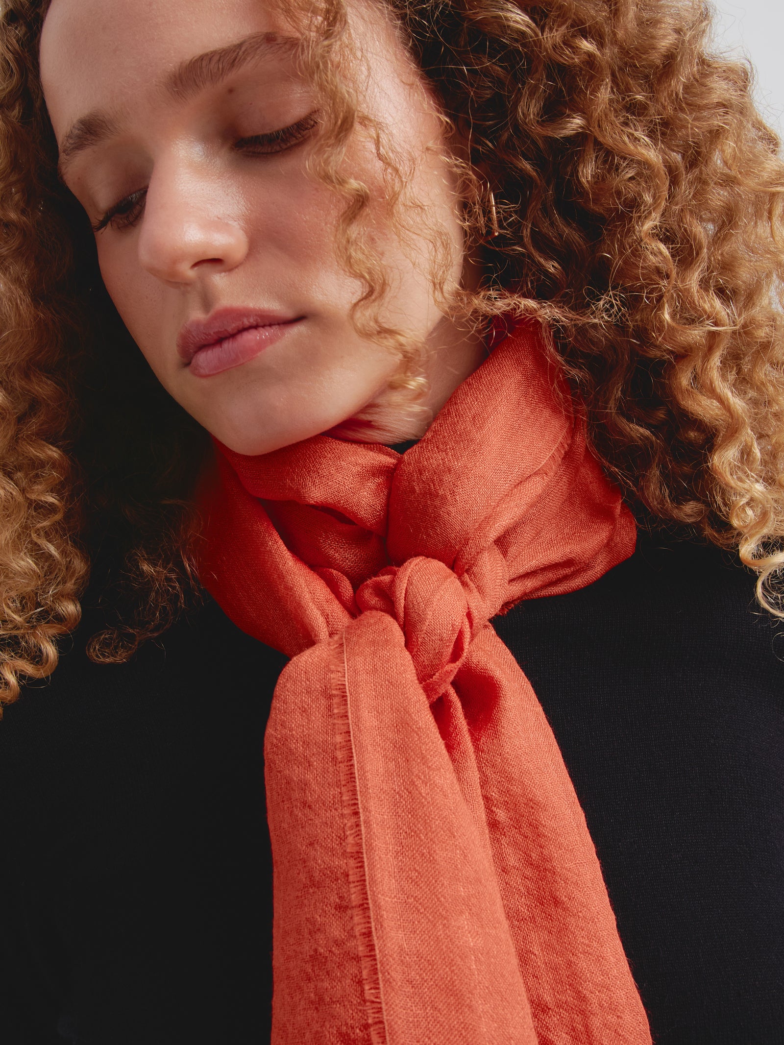 Estola Alondra De Baby Alpaca Color Naranja