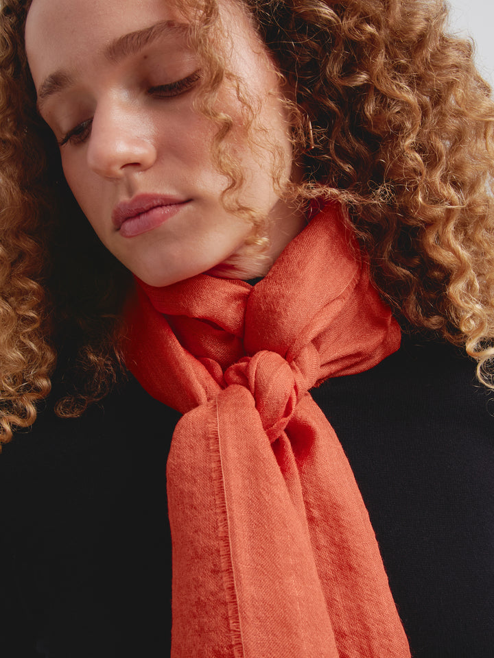 Estola Alondra De Baby Alpaca Color Naranja