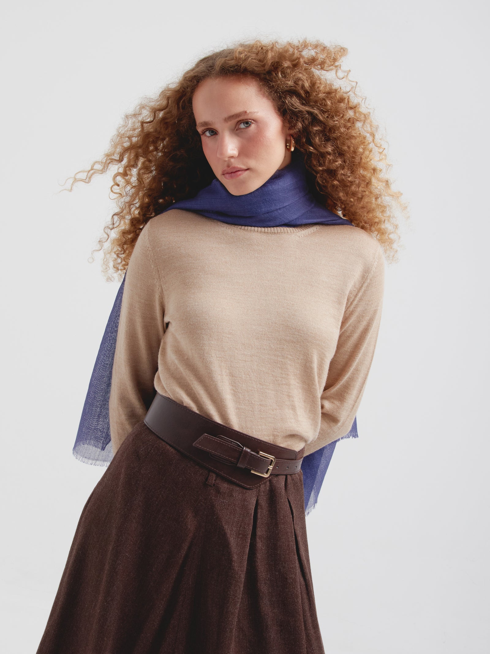 Estola Alondra De Baby Alpaca Color Azul