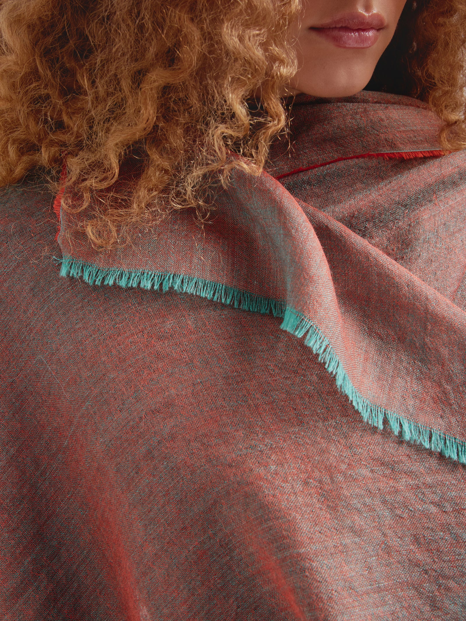 Estola Zaina De Baby Alpaca Color Turquesa