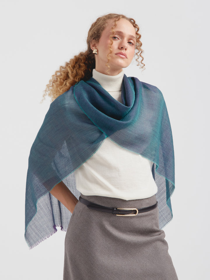 Zaina Baby Alpaca Stole in Blue