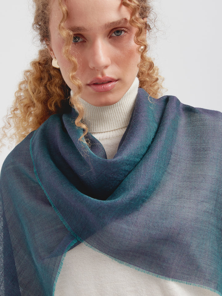 Zaina Baby Alpaca Stole in Blue
