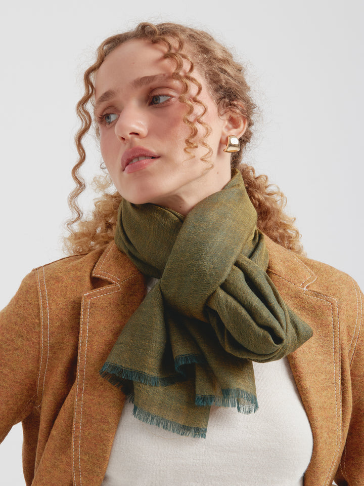 Zaina Baby Alpaca Stole in Green