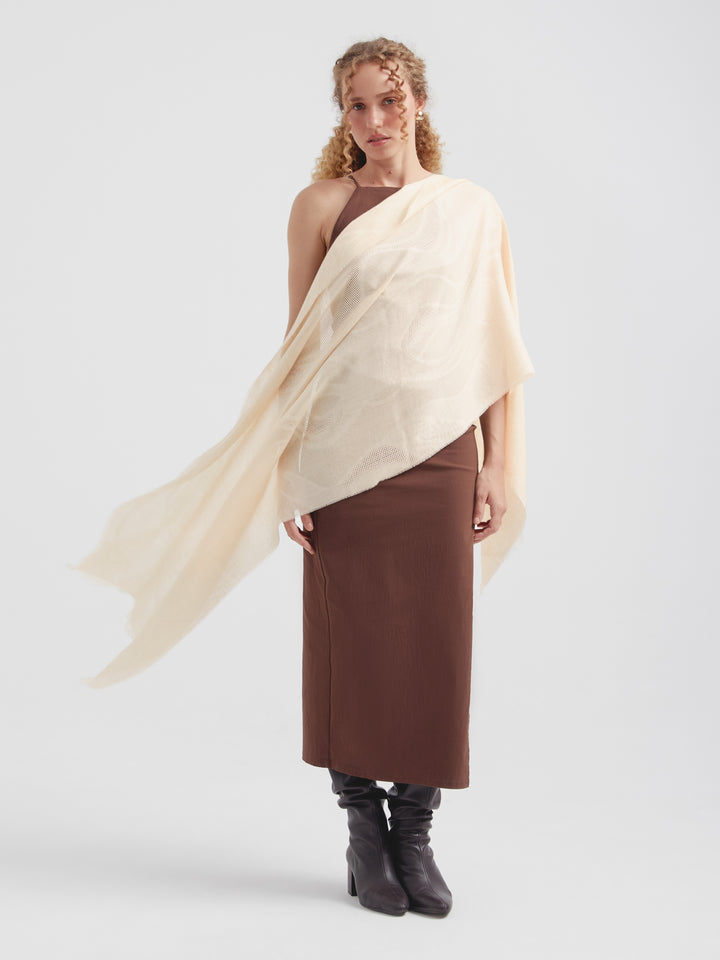 Beige Baby Alpaca Canvas Stole
