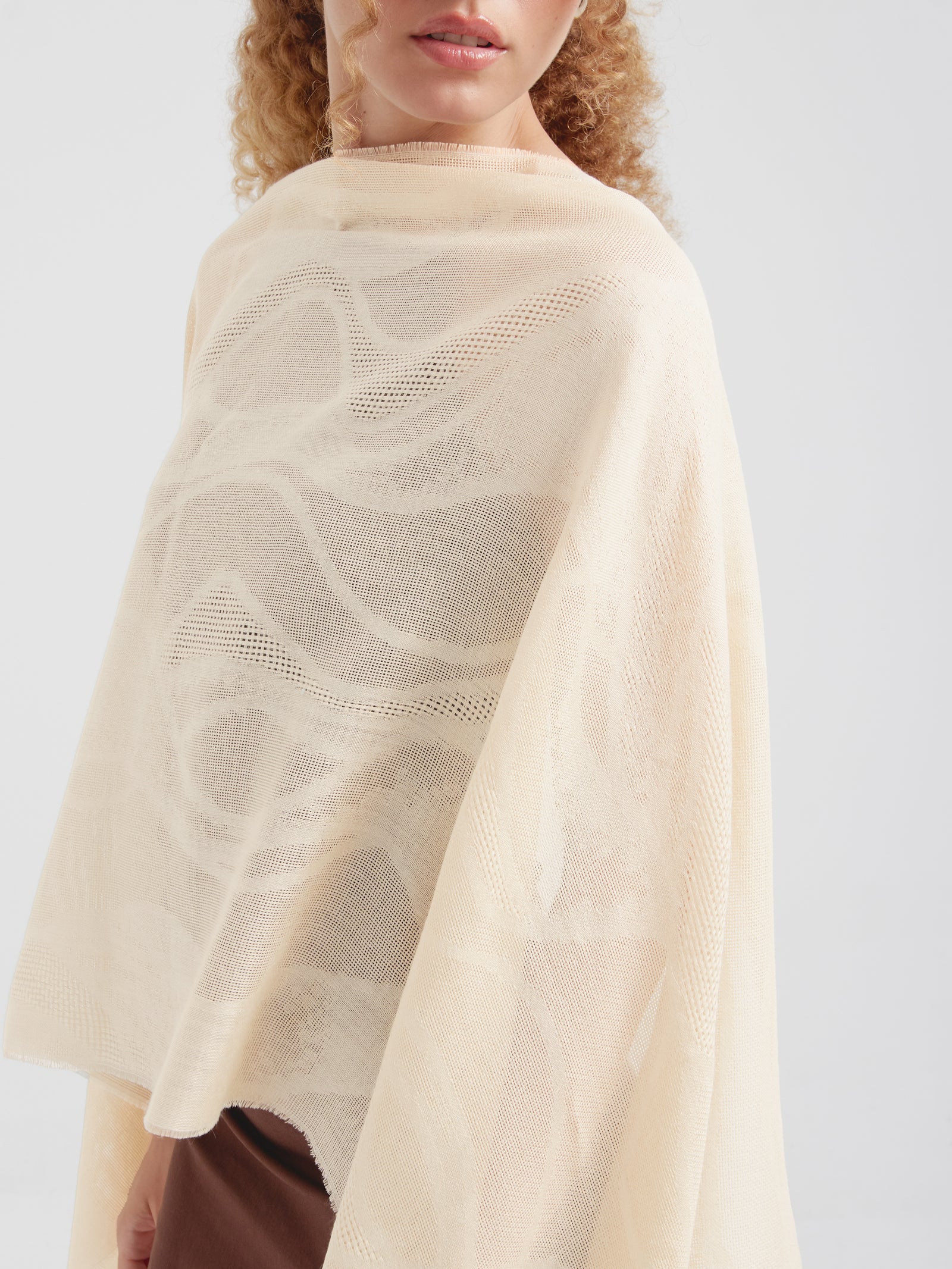 Beige Baby Alpaca Canvas Stole