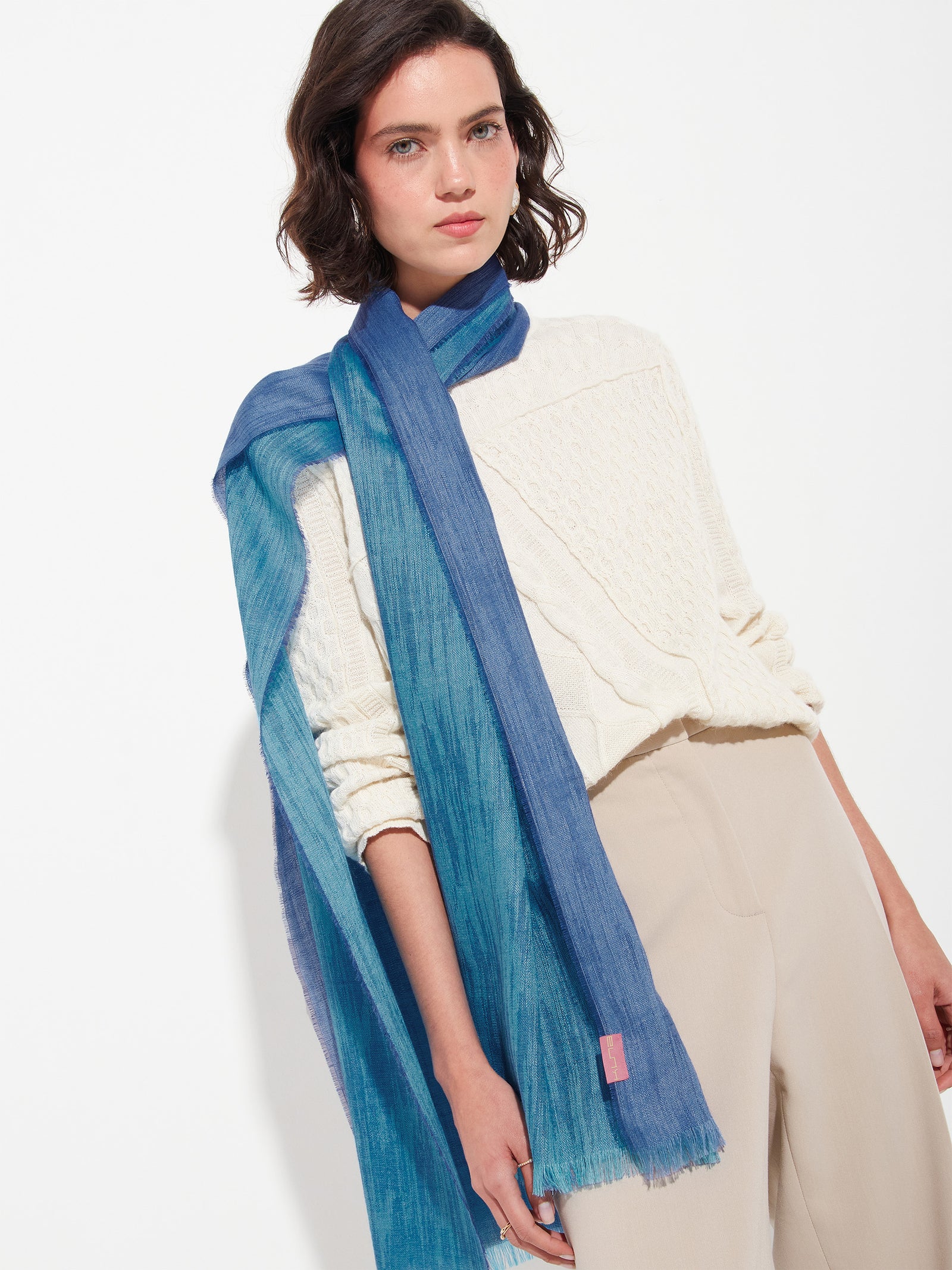 Zankov Baby Alpaca Stole in Blue