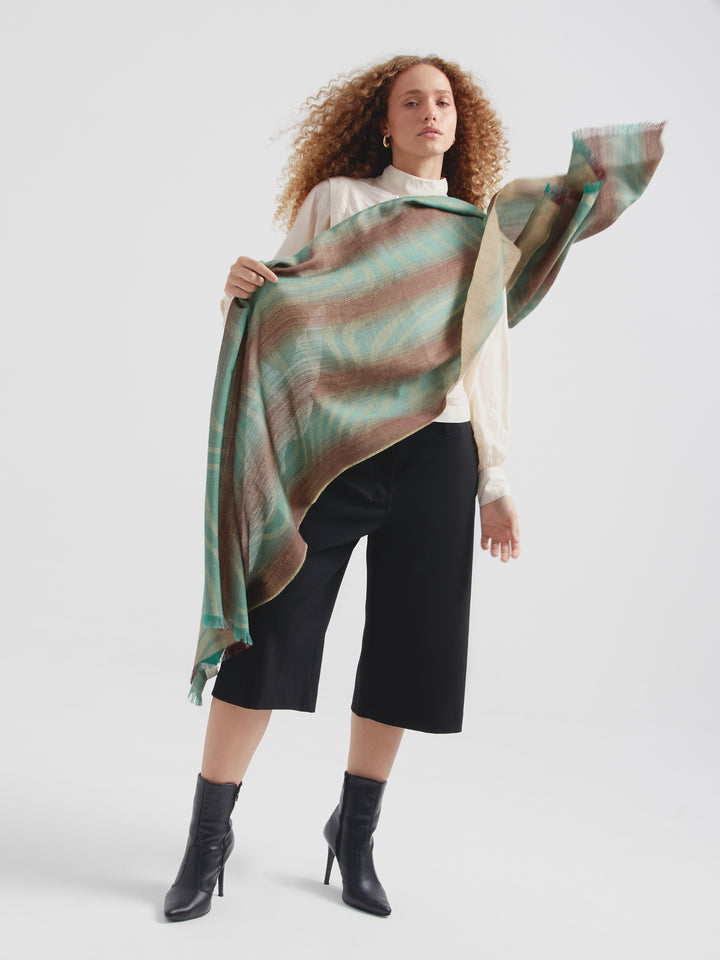 Baby Alpaca Path Stole Green