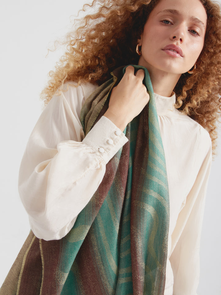 Baby Alpaca Path Stole Green
