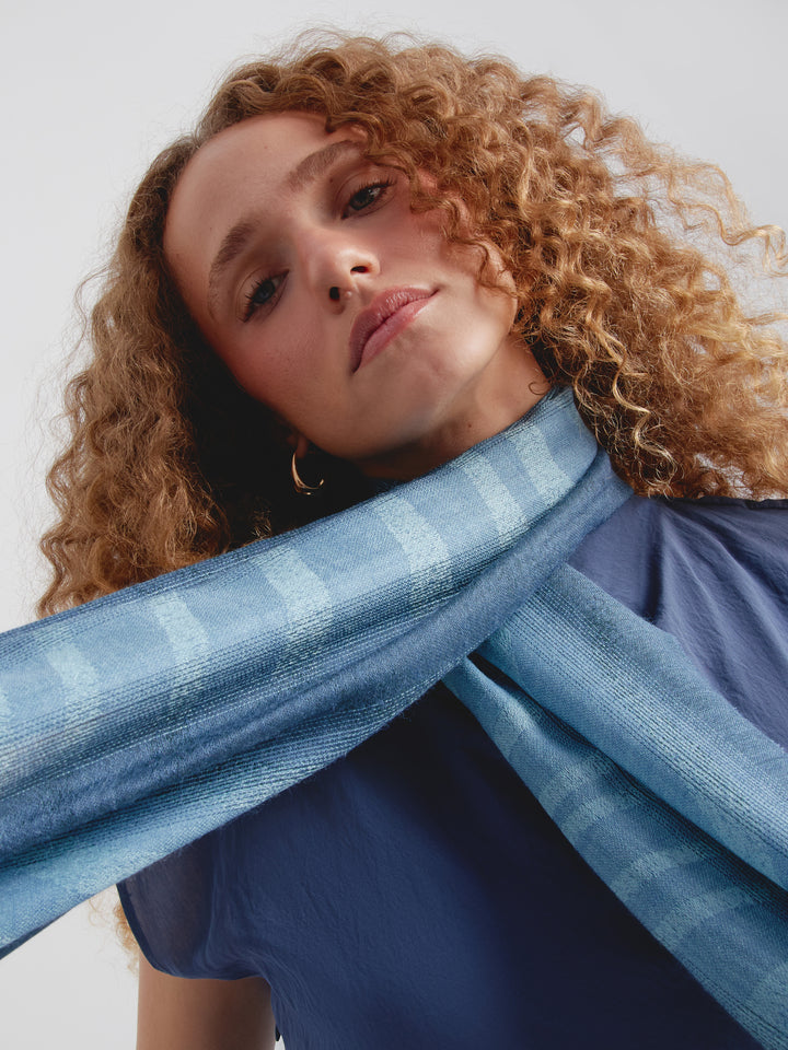 Baby Alpaca Stole - Blue