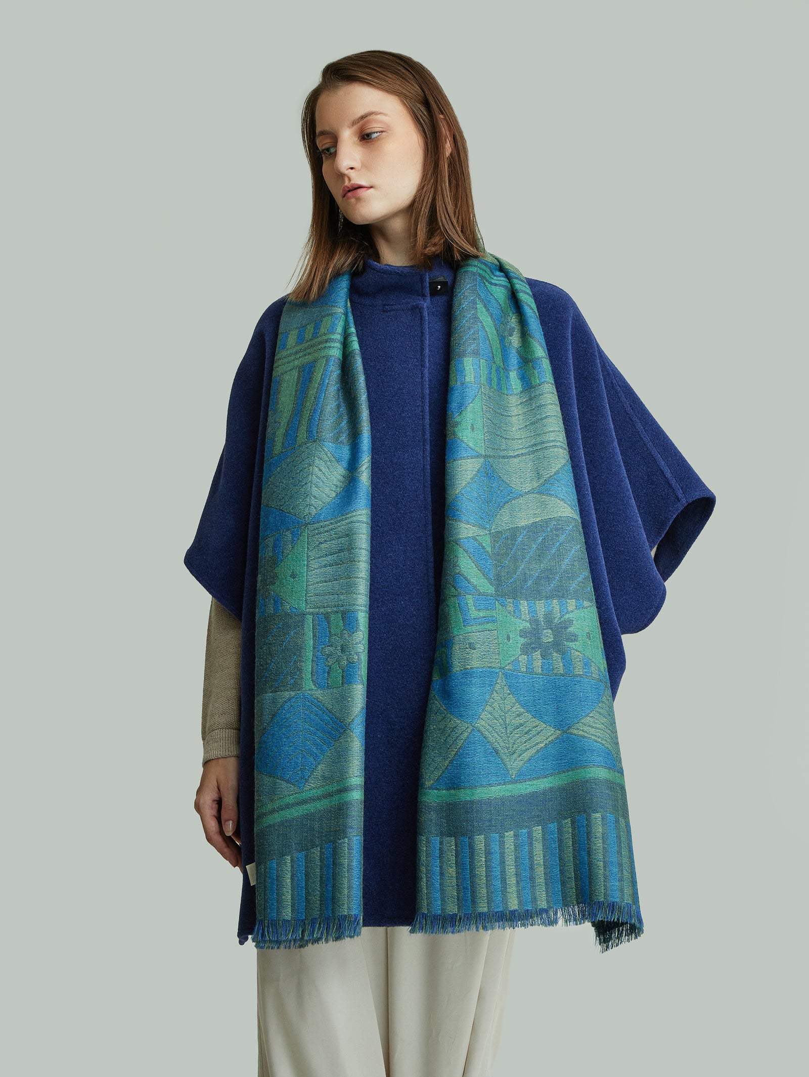 Estola Ysiel De Baby Alpaca Color Azul