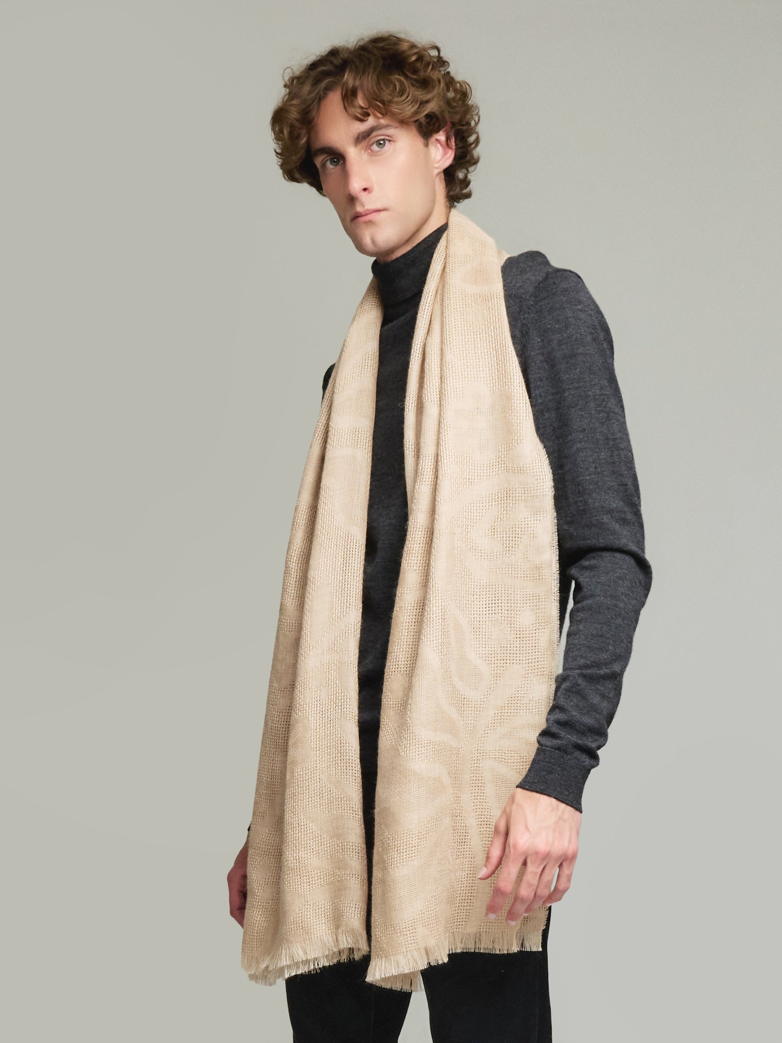 Estola Yruma De Baby Alpaca Color Beige