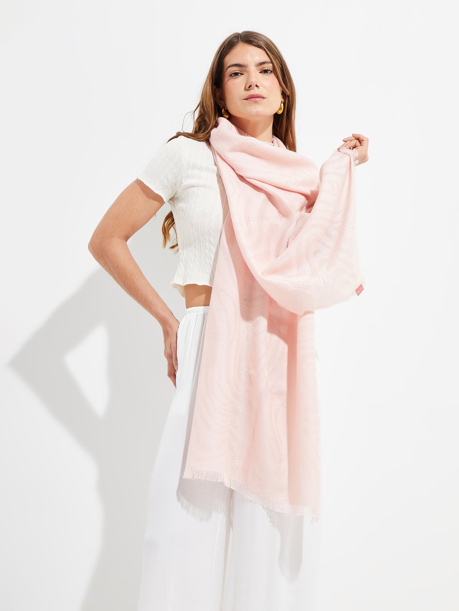 Estola Yxtapa De Baby Alpaca Color Rosado