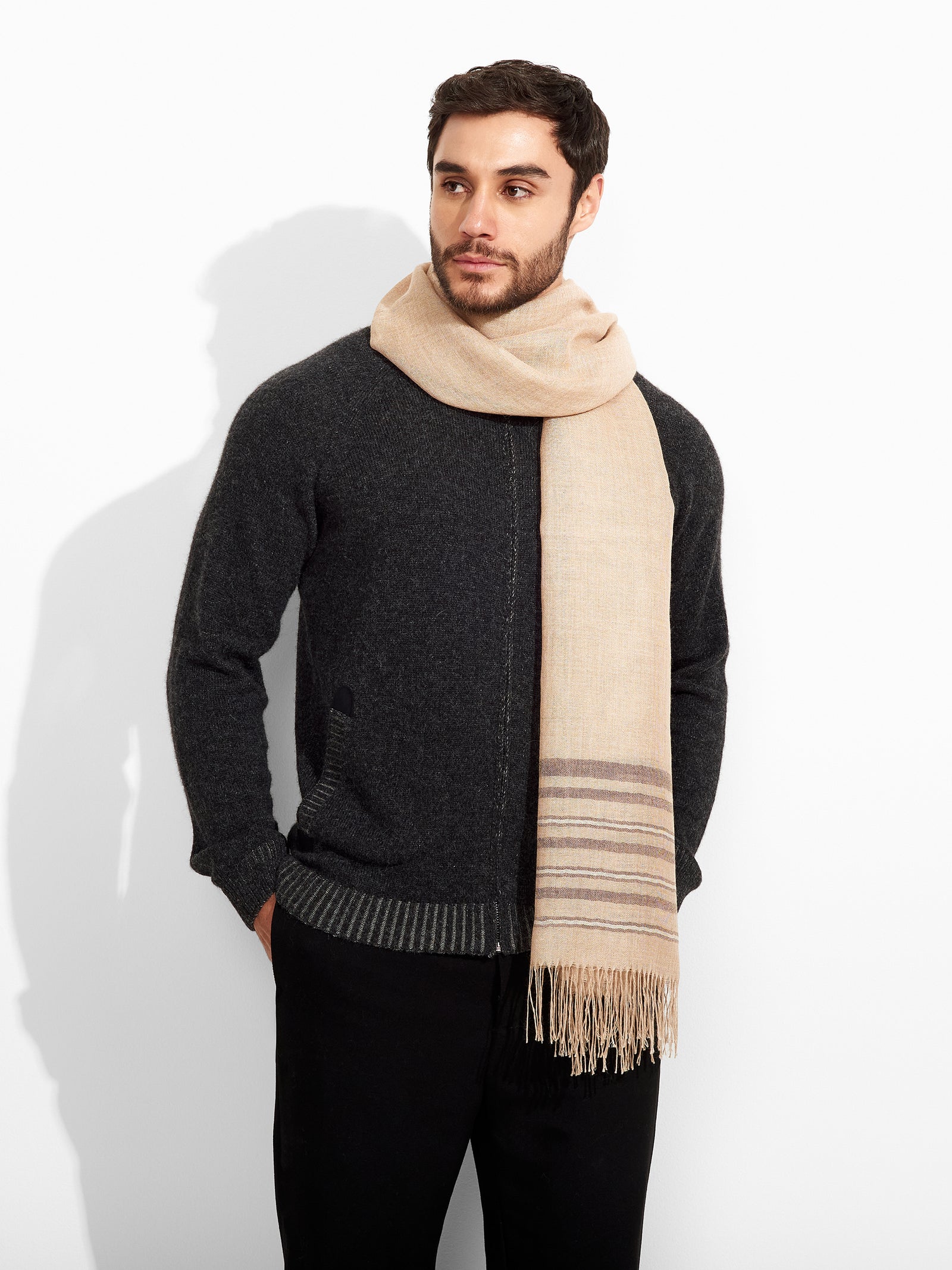 Beige Baby Alpaca Mao Stole