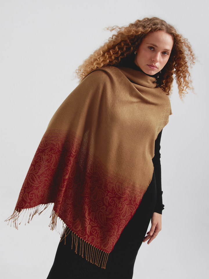 Estola Brunei De Vicuña Color Rojo/Camel