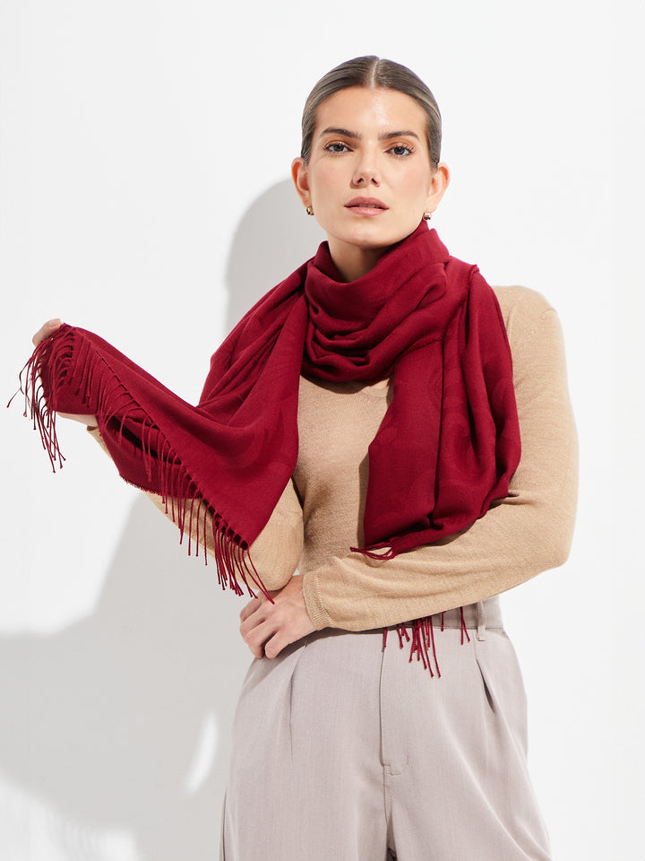 Estola Brocade De Vicuña Color Rojo