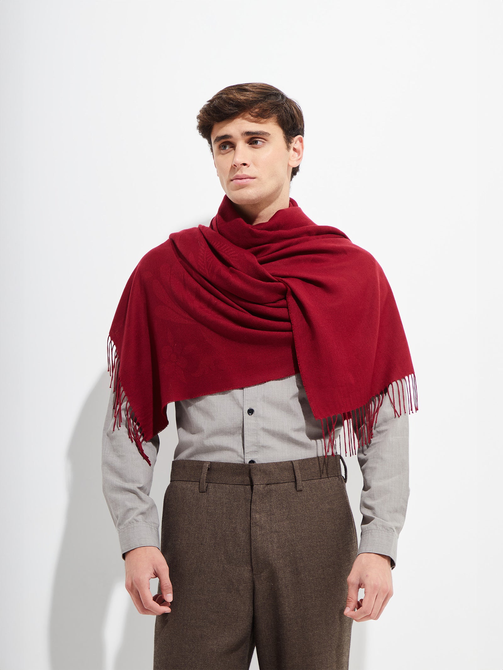 Estola Brocade De Vicuña Color Rojo