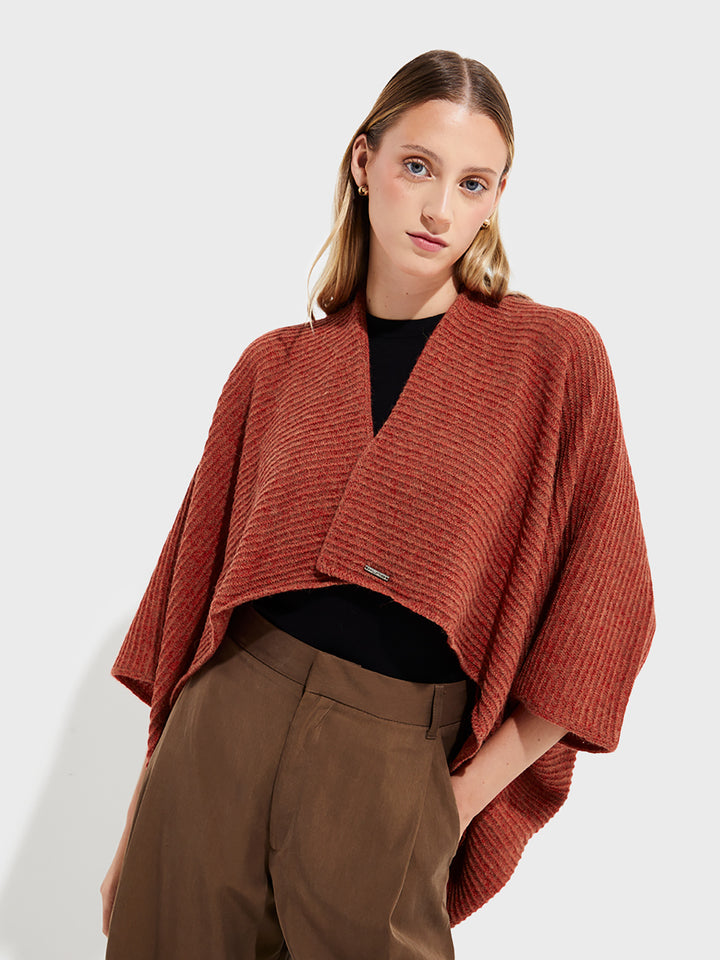 Orange Baby Alpaca Poncho Tinaja