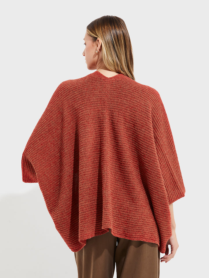 Orange Baby Alpaca Poncho Tinaja