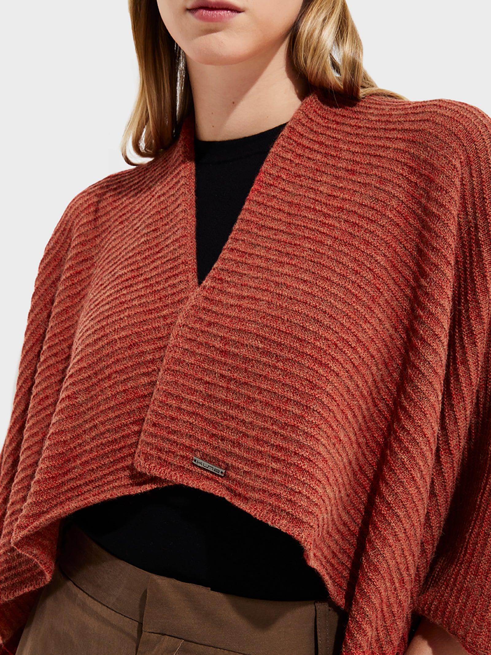 Orange Baby Alpaca Poncho Tinaja