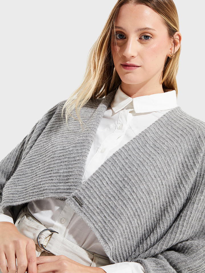 Gray Baby Alpaca Poncho Tinaja