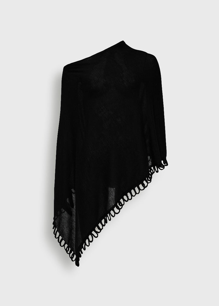 Alpaca Mist Poncho in Black
