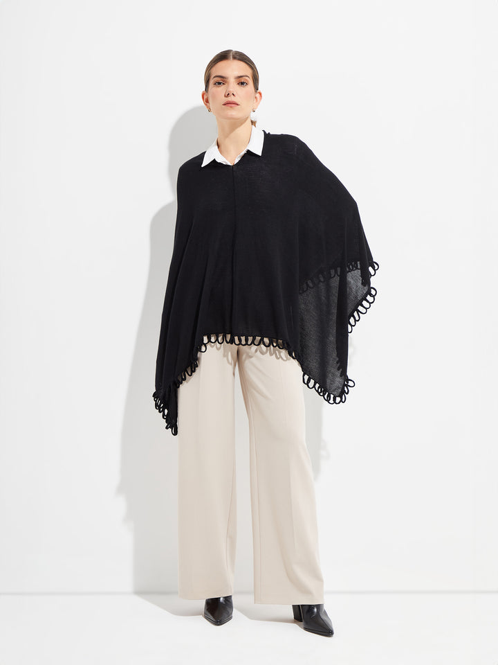 Alpaca Mist Poncho in Black