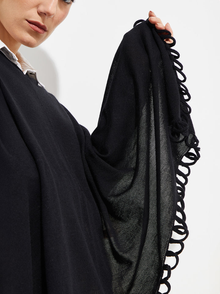 Alpaca Mist Poncho in Black