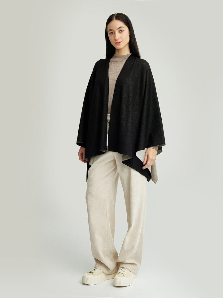 Temira Baby Alpaca Poncho Black